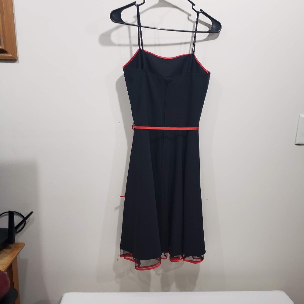 Taboo Dress with Red Satin Trim and tulle